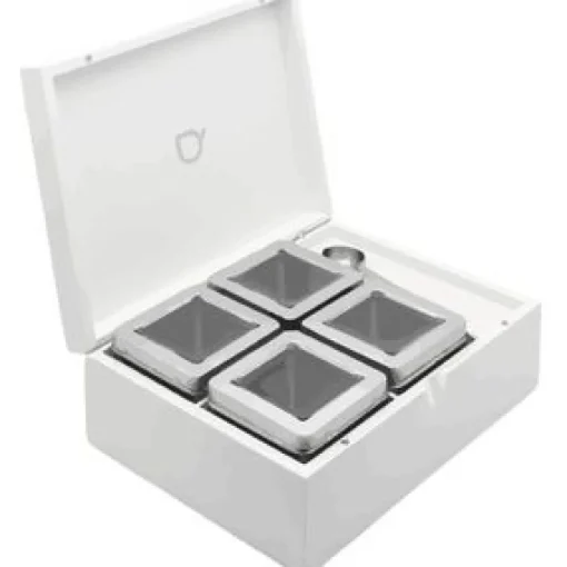 Theedoos wit voor losse thee (4 soorten) met lepel
