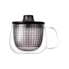 Unimug Grey  transparante glazen theetas met filter .